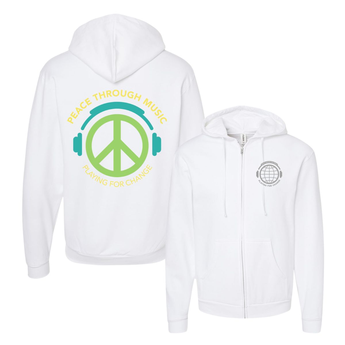 Peace Headphones Photo Zip Hoodie