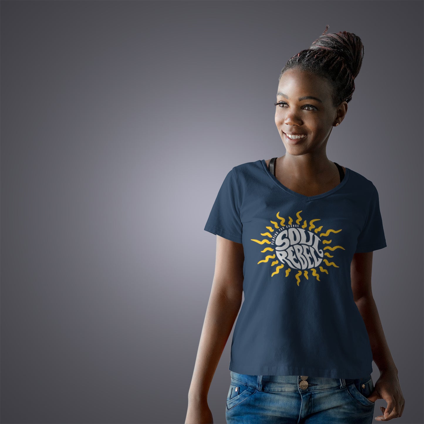 Soul Rebel Sun V Neck T-Shirt