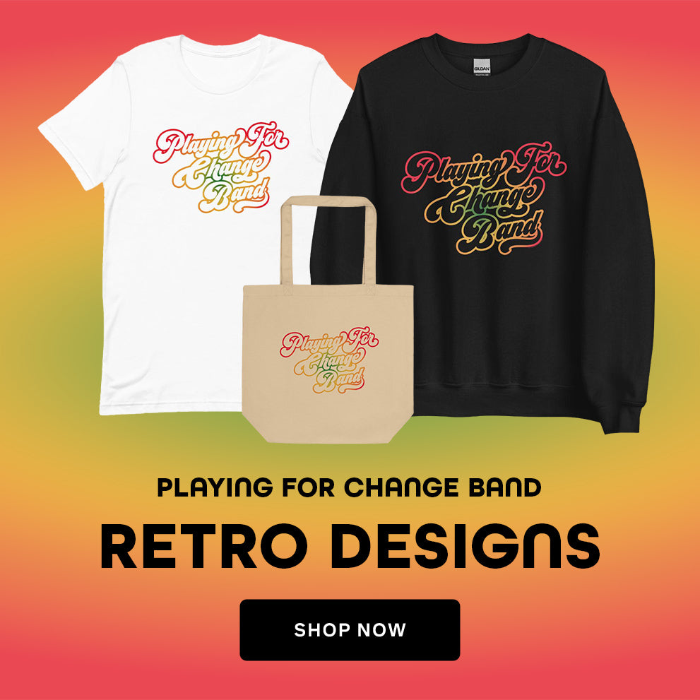 Playing for Change band retro designs. Shop now.