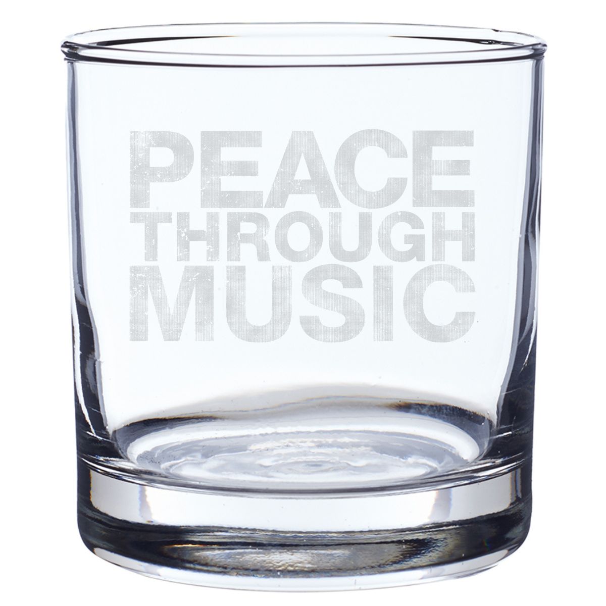 Peace Through Music Laser Engraved Rocks Glass