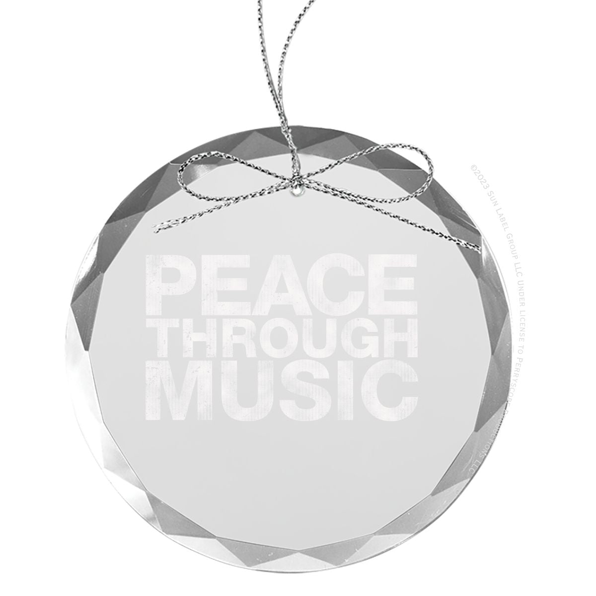 Peace Through Music Laser-Etched Round Glass Ornament