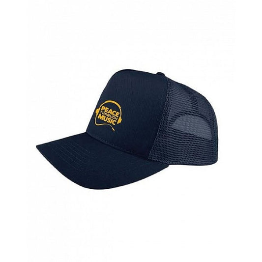 Peace Through Music Trucker Hat Navy