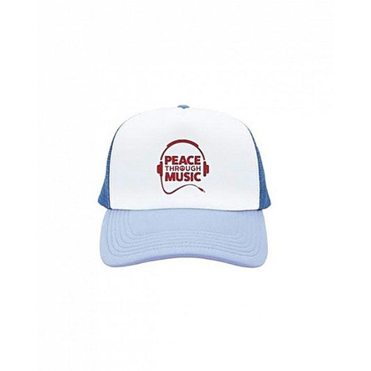 Peace Through Music Trucker Hat Light Blue