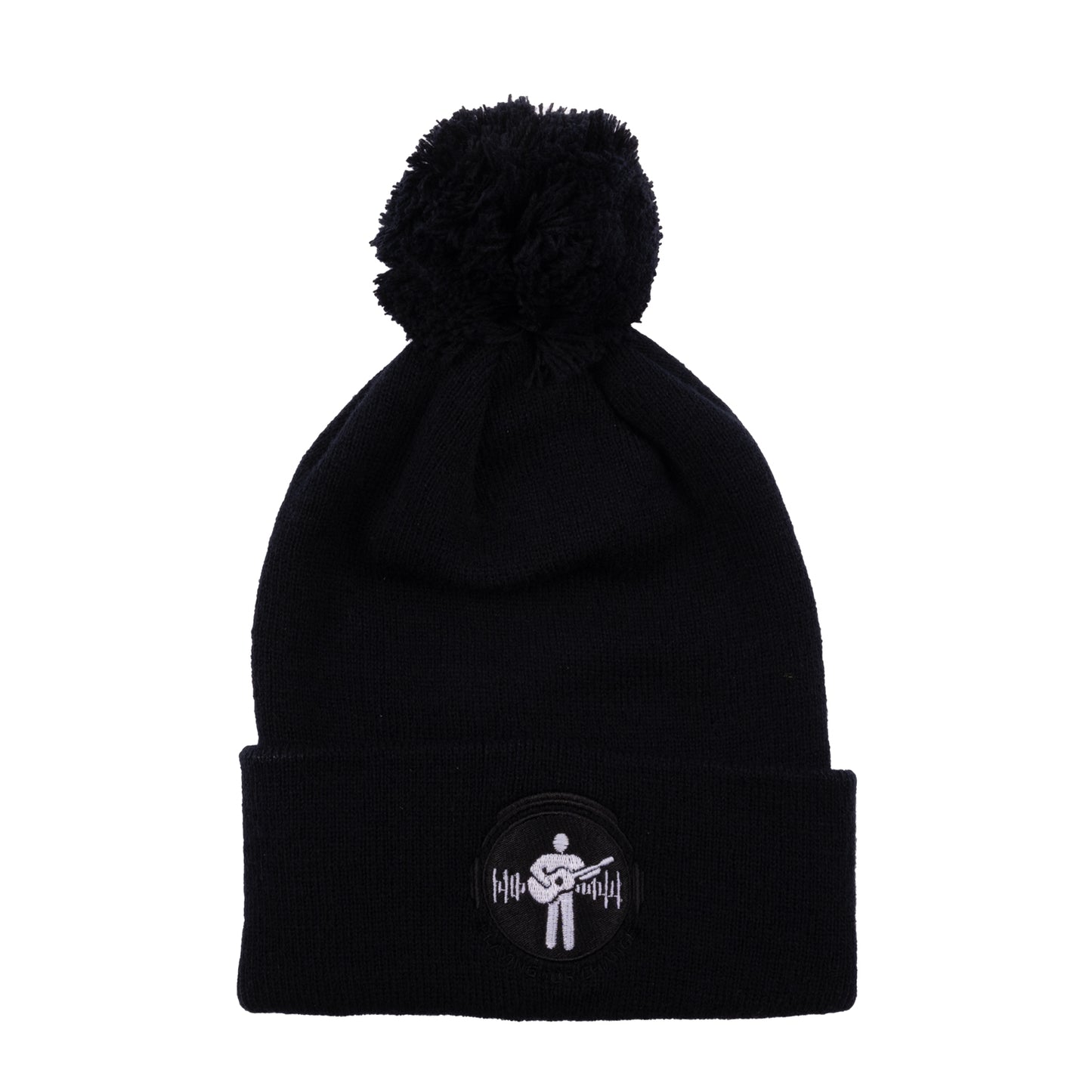 Black and White Logo Pom Pom Beanie