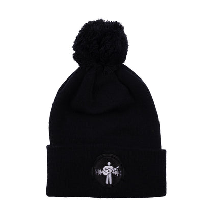 Black and White Logo Pom Pom Beanie