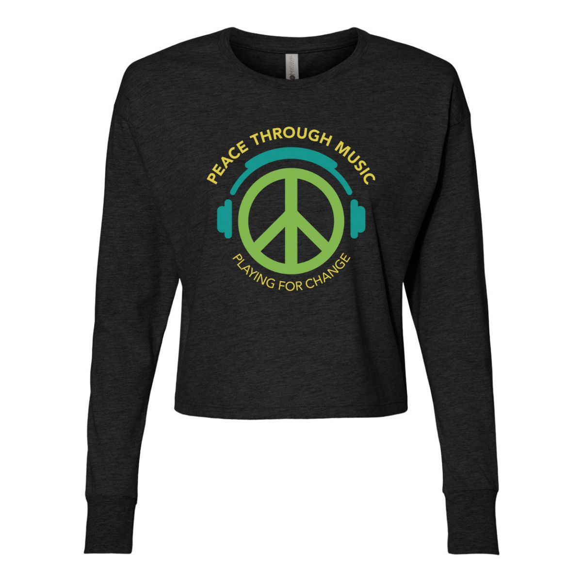 Peace Headphones Long Sleeve Crop Top